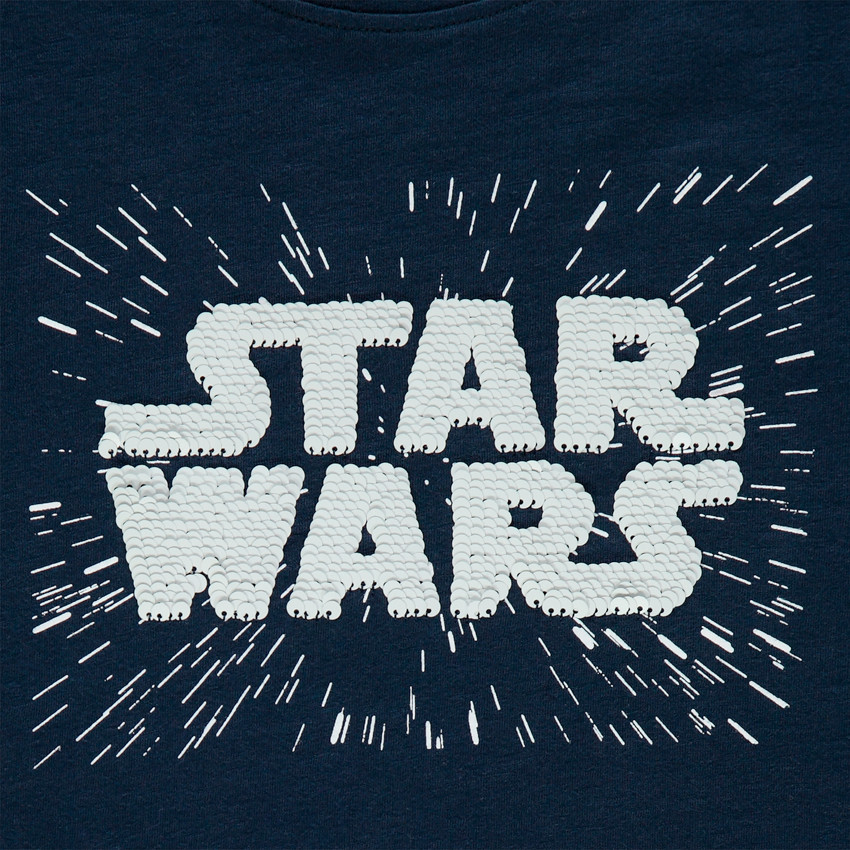 Ensemble avec t-shirt à texte Star Wars en sequins magiques et bermuda uni Main Ensemble avec t-shirt à texte Star Wars en sequins magiques et bermuda uni