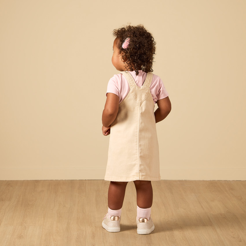 Robe salopette avec boutons fantaisie et poches pour fille  