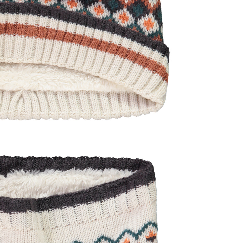 Ensemble bonnet à pompon + snood à motifs pour garçon  
