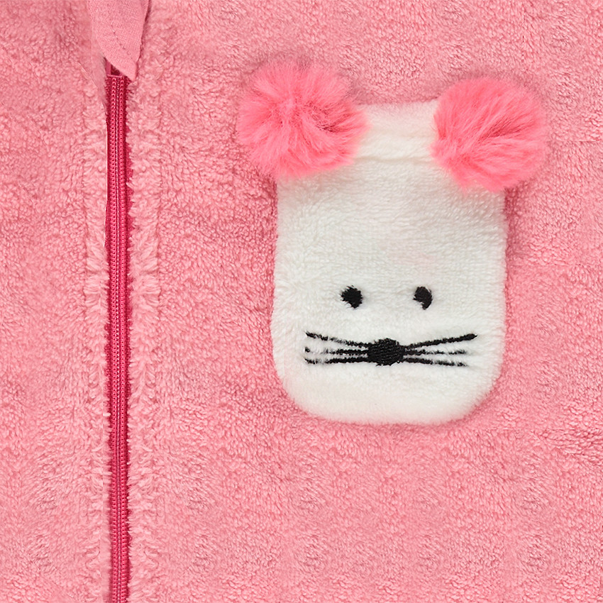 Robe de chambre à capuche en sherpa avec détails brodés souris  
