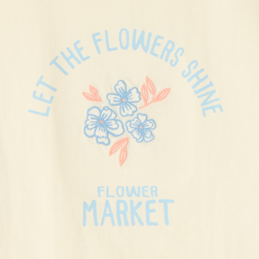 T-shirt manches courtes broderie fleurie pour fille 
