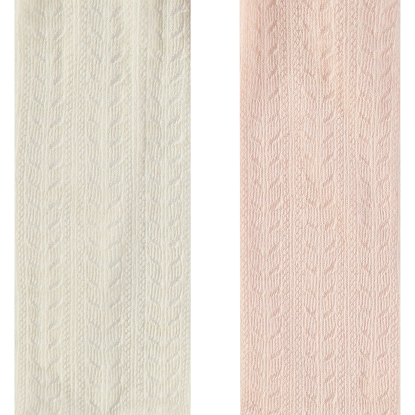 Lot de 2 collants épais maille pointelle pour bébé fille 