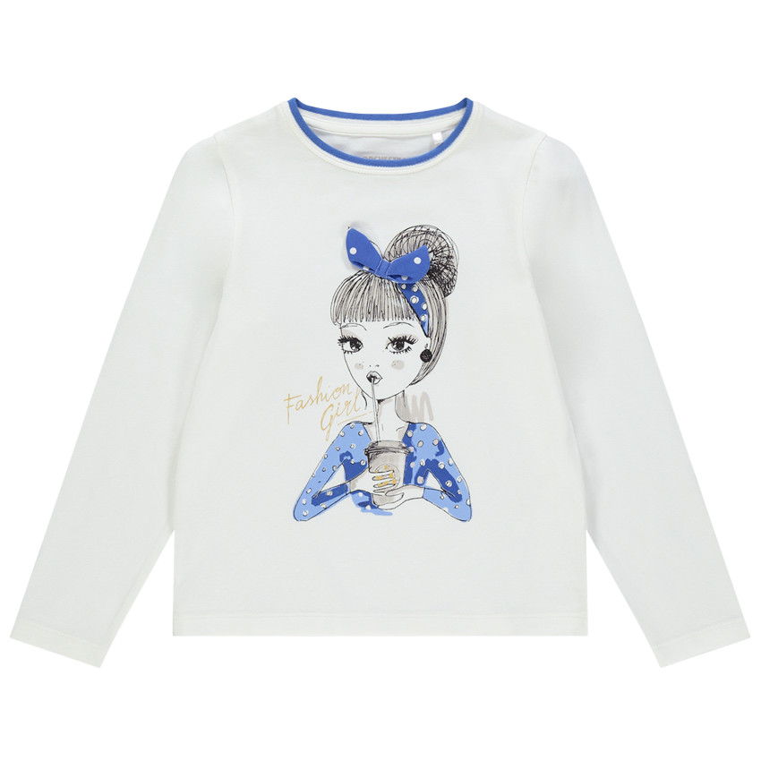 T-shirt manches longues à personnage printé et bandeau en relief 