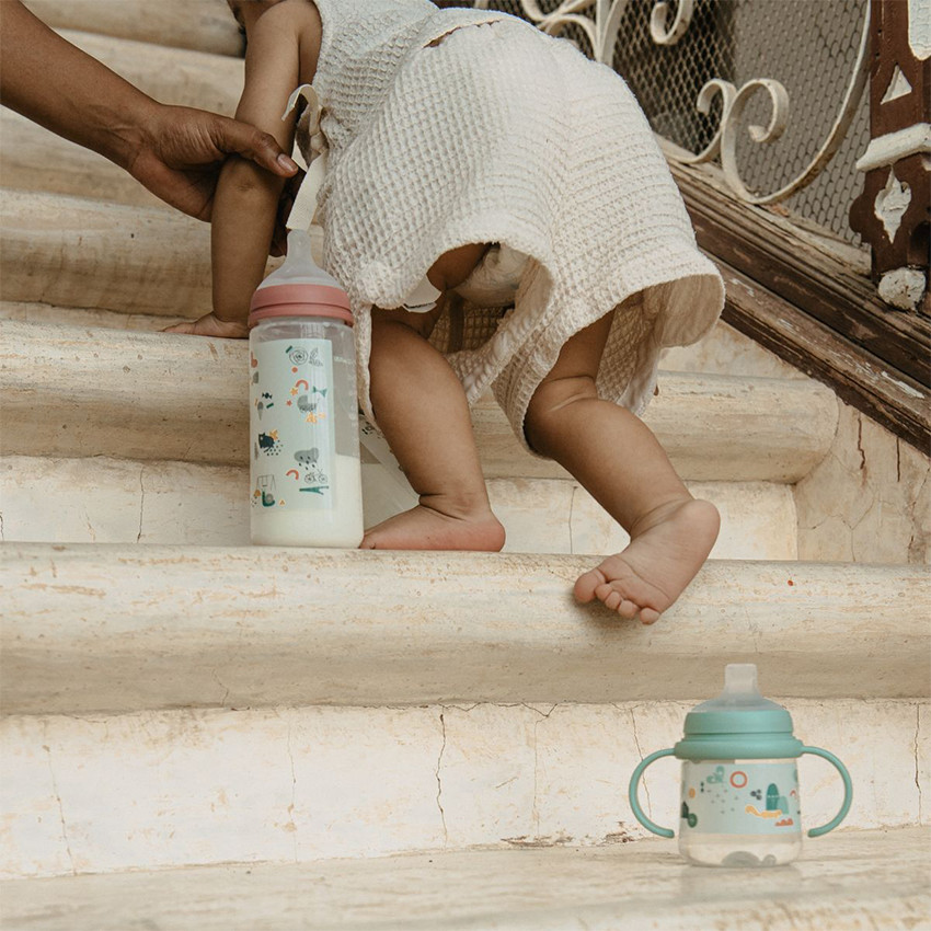 Biberon avec tétine symétrique SX Pro M 270 ml Walk in the park rose 