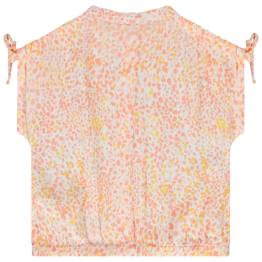 Chemise manches courte effet crépon imprimé fantaisie pour fille 