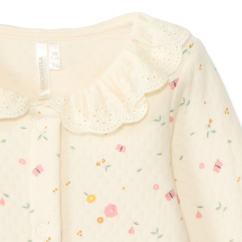 Combinaison longues matelassée imprimé fleurs pour bébé fille 