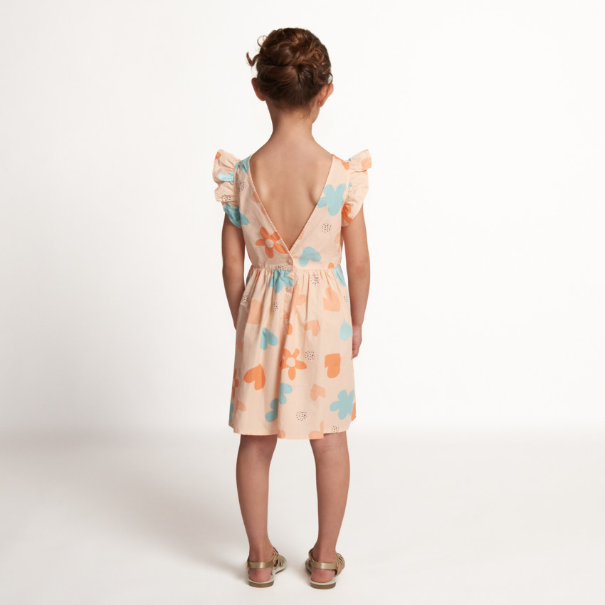 Robe manches courtes imprimée à dos nu pour fille 