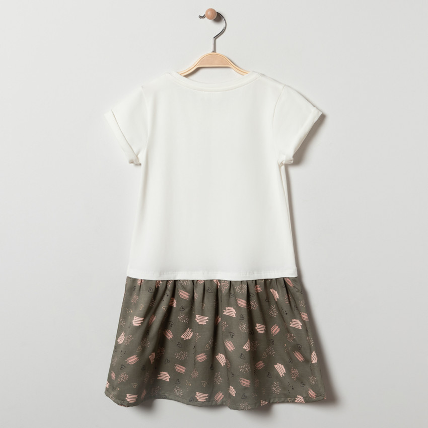 Robe maille manches courtes effet 2-en-1 pour fille 