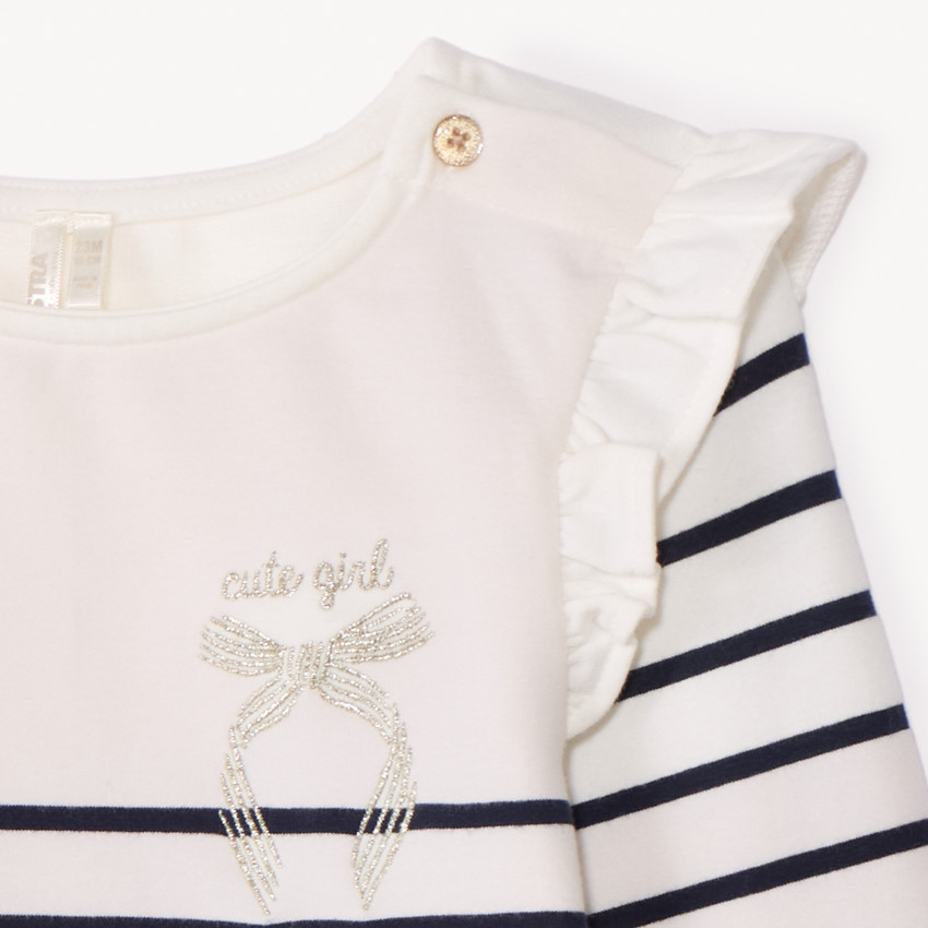 Marinière molletonnée à volants pour bébé fille 