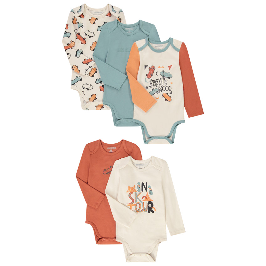 Lot de 5 bodies en jersey pour bébé garçon