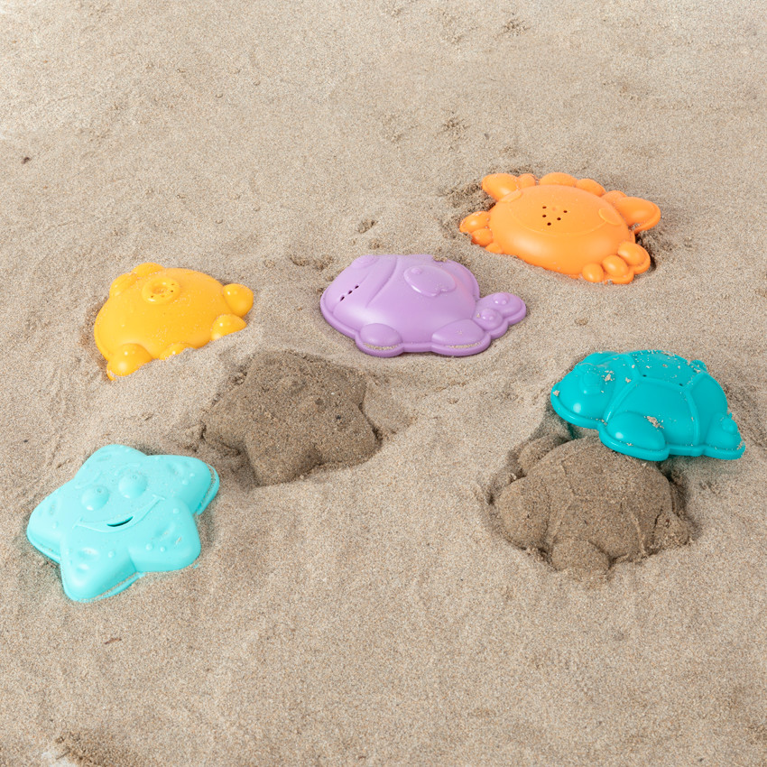 Jouet de bain 5 moules animaux et filet - Multicolore (Prémaman) - Image 2