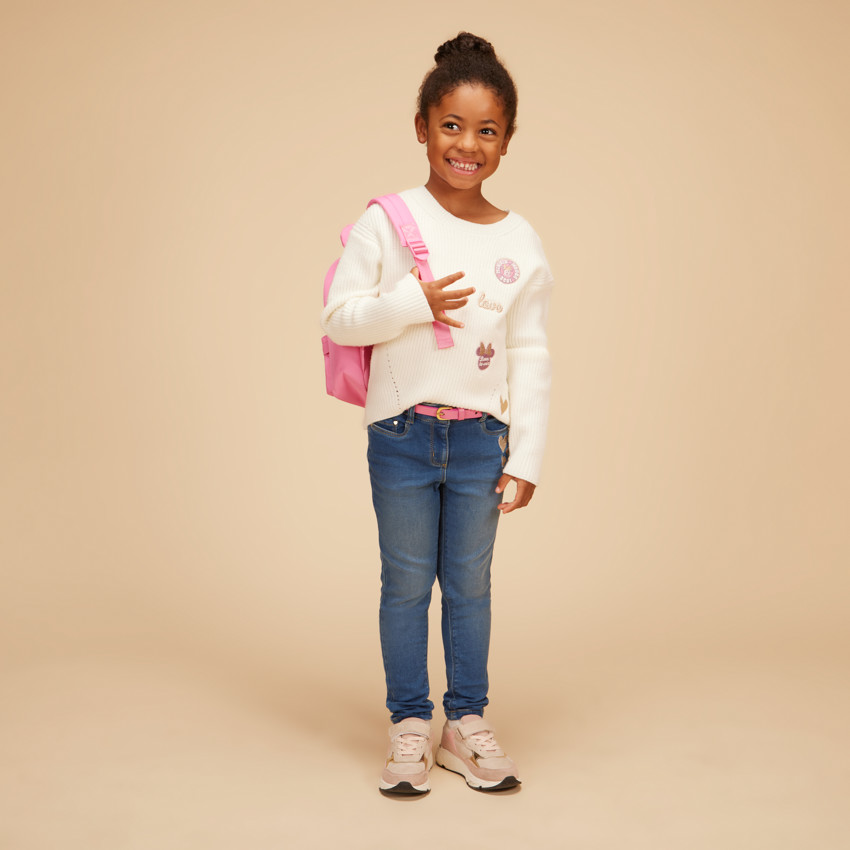 Jean slim brod c urs ceinture amovible pour fille