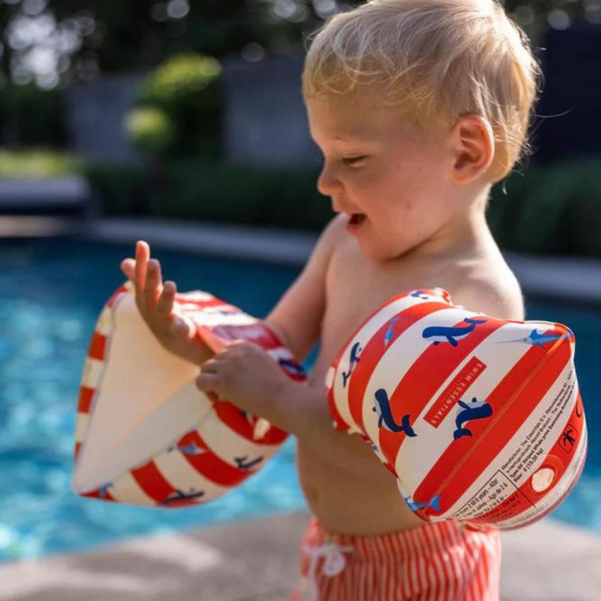 Brassards de natation 2-6 ans rayés et imprimés baleine 