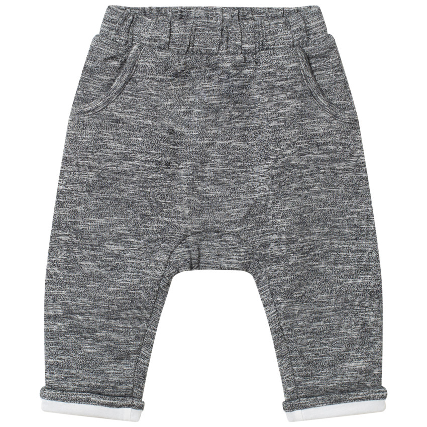 Pantalon en maille chinée doublé jersey 