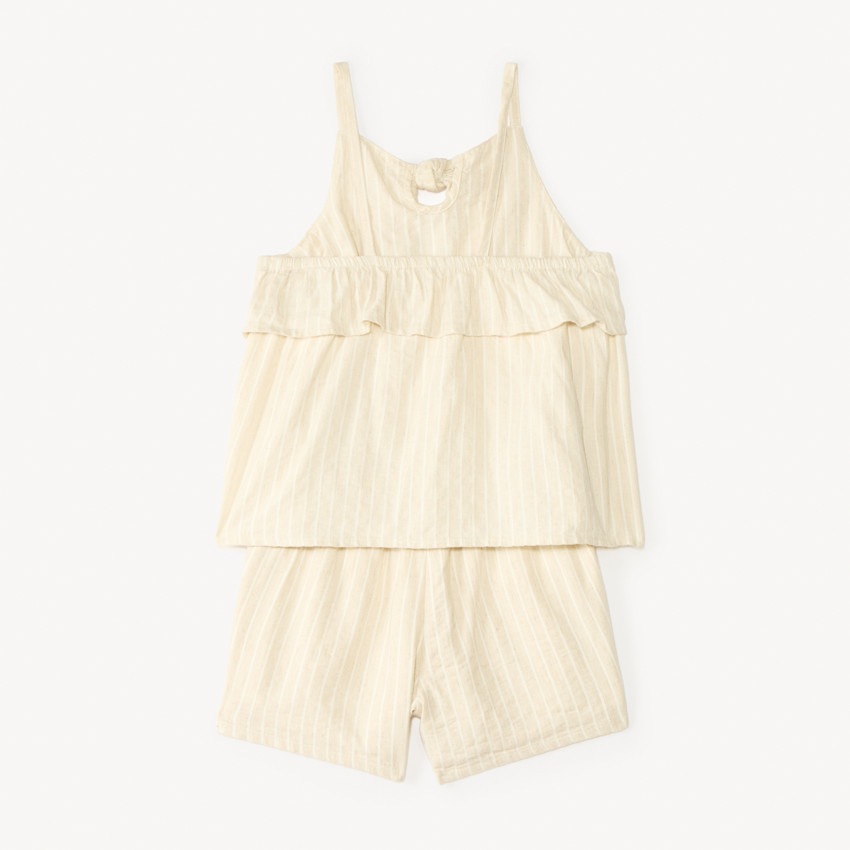 Ensemble 2 pièces en toile tunique + short à rayures pour fille 