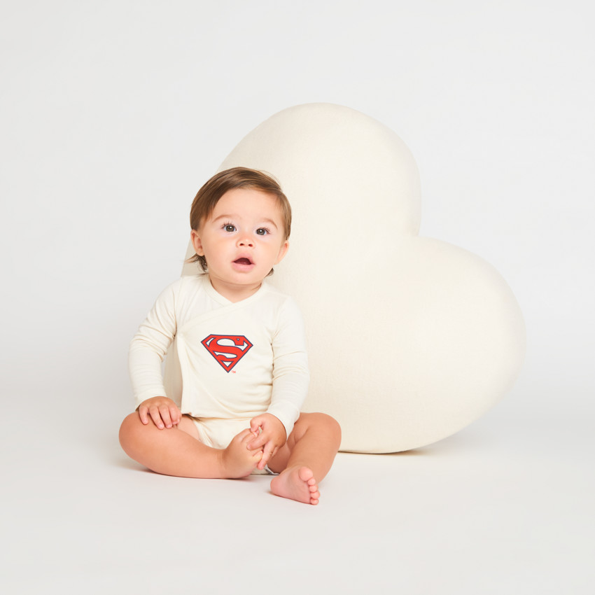 Lot de 3 bodies manches longues Superman pour bébé garçon avec ouvertures différentes selon l'âge 