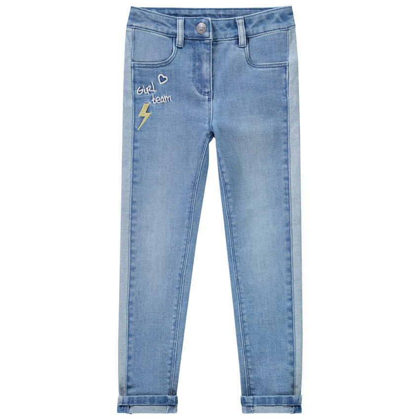 Jean slim à texte brodé pour enfant fille 