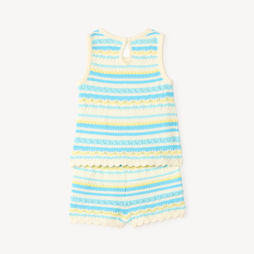 Ensemble 2 pièces débardeur + short en maille tricotée fantaisie pour bébé fille 