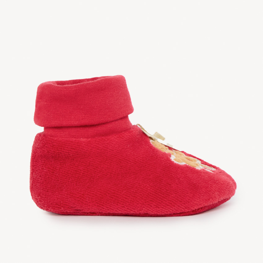 Chaussons velours motif biscuit de Noël pour bébé fille 