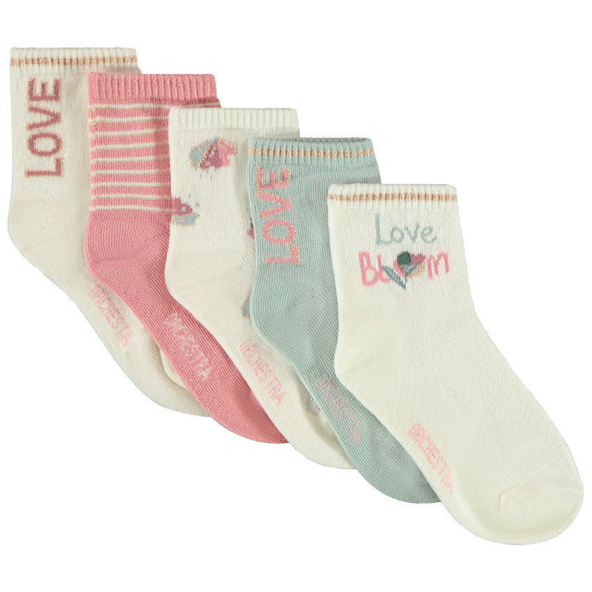 Lot de 5 paires de chaussettes normales fantaisies pour fille  