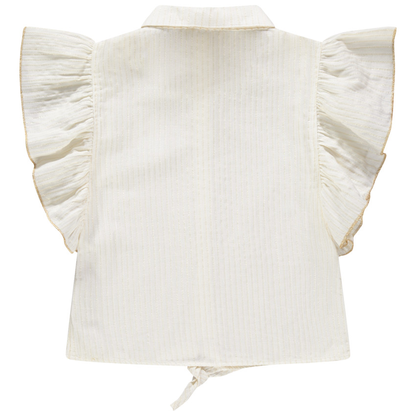 Chemisier rayé à manches volantées et badge licorne  