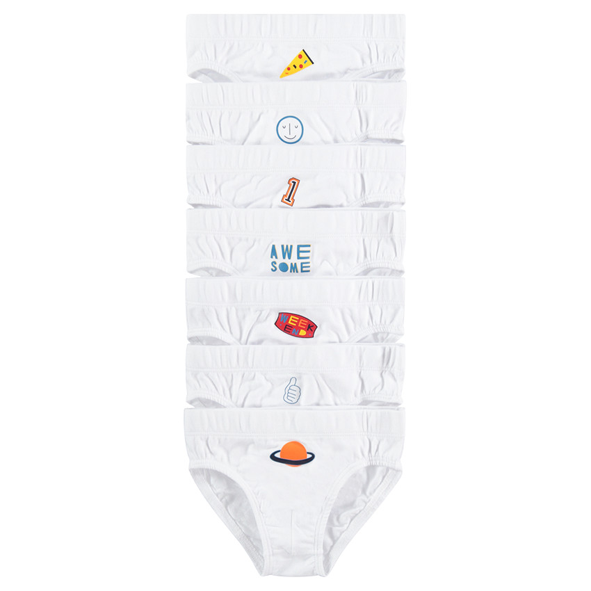 Lot De 3 Slips Garçon Olympia – 100% Coton – Blanc – Taille 4-6 Ans