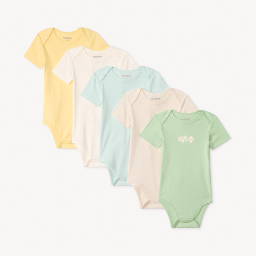 Lot de 5 bodies manches courtes printés pour bébé garçon