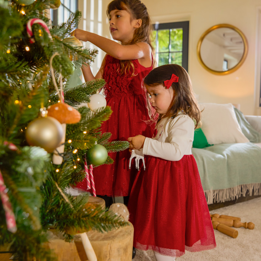 Robe de fête manches longues effet 2 en 1 pour bébé fille 