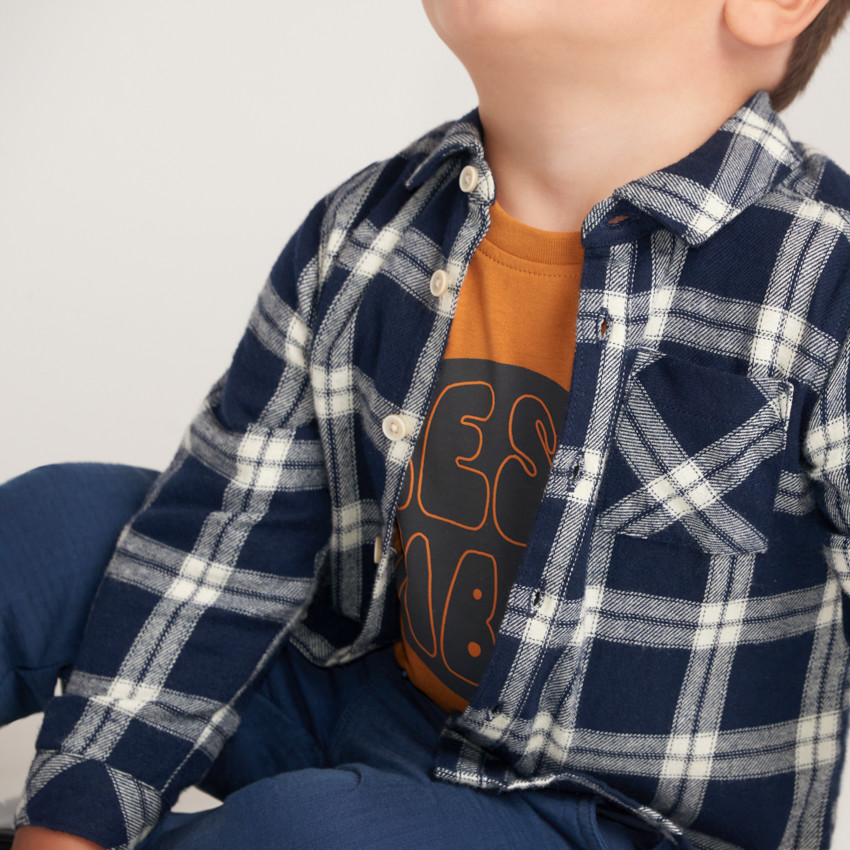 Chemise manches longues bébé garçon en flanelle à carreaux 