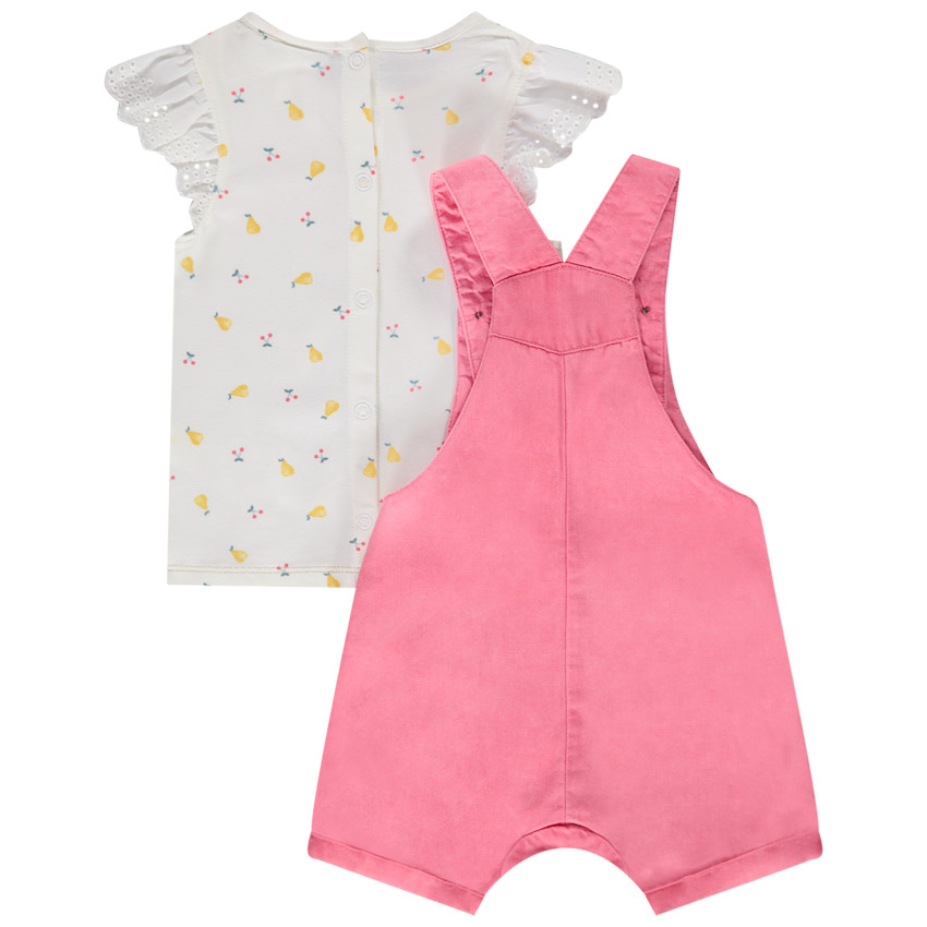 Ensemble 2 pièces avec salopette courte pour bébé fille 