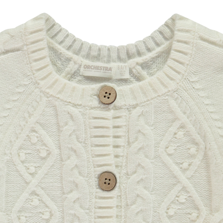 Gilet tricot uni avec torsade fantaisie pour fille 