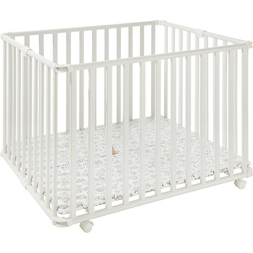 Parc bois pliable Ameli 106x94,5cm - Blanc  