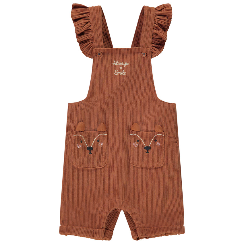 Salopette courte en velours fantaisie pour bébé fille