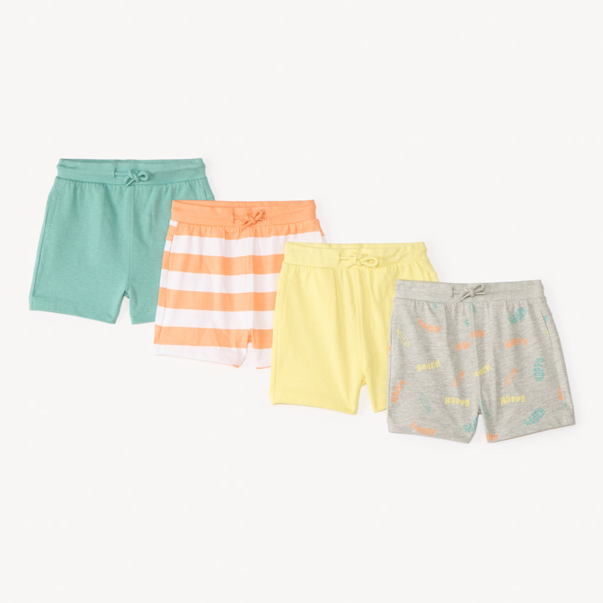 Lot de 4 bermudas en molleton fantaisie pour bébé garçon