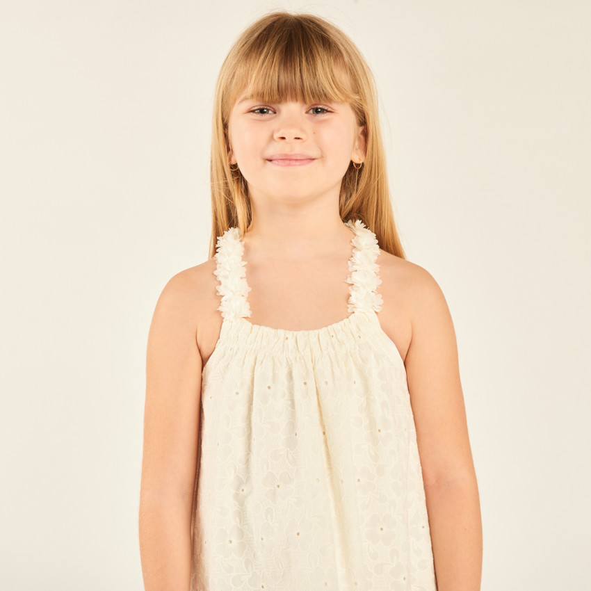 Robe à bretelles en broderie anglaise pour fille 