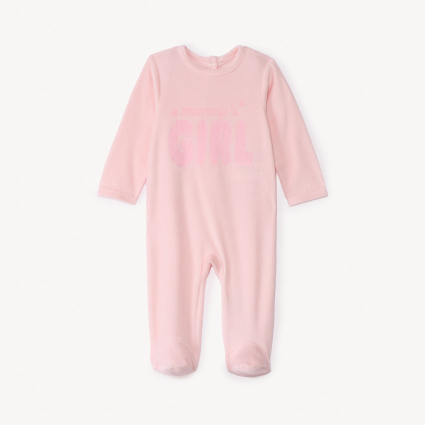Dors-bien en velours print "Mummy's girl" pour bébé fille 