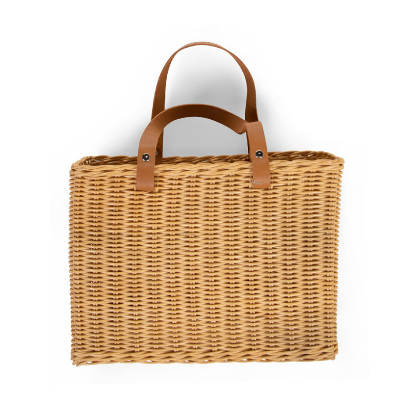 Panier de rangement en osier à poignées - Naturel  