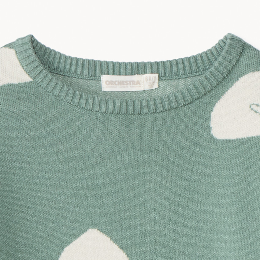 Pull manches longues semi-oversize motif nœud pour fille 