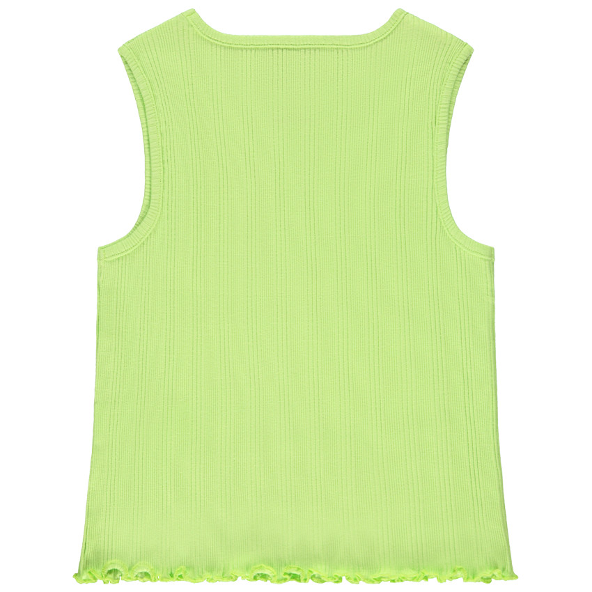 Débardeur uni en maille côte avec col fantaisie pour fille  