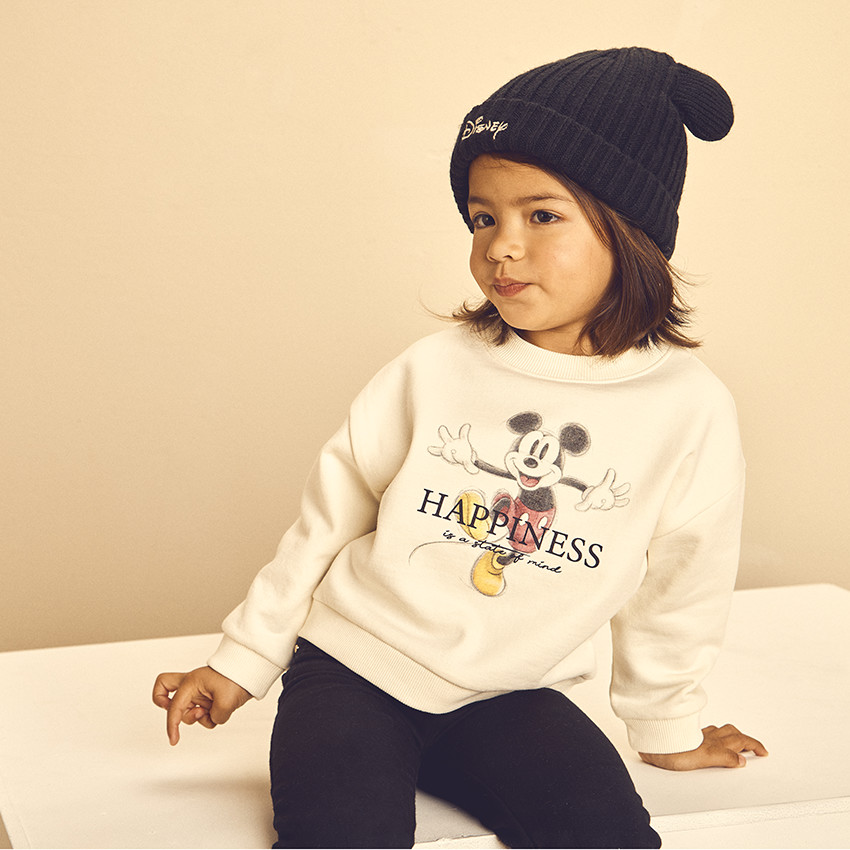 Bonnet côtelé avec oreilles 3D brodé Disney pour bébé 