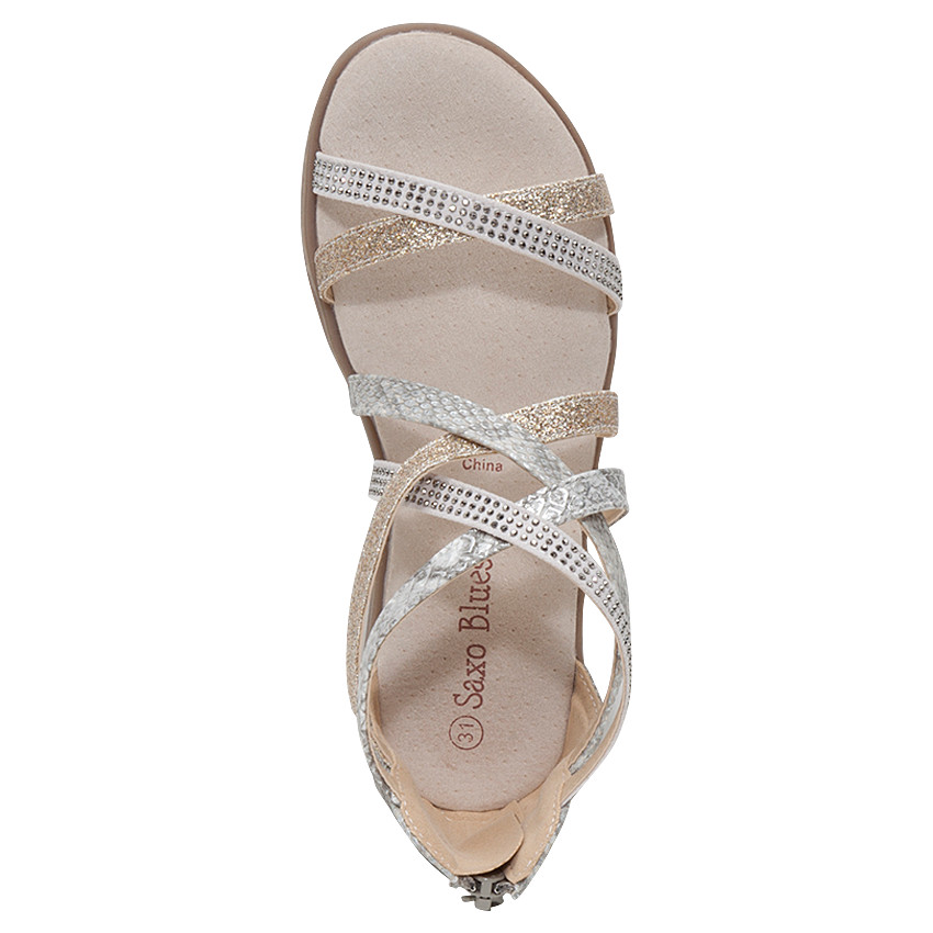 Nu-pieds à brides irisées avec strass fantaisie 