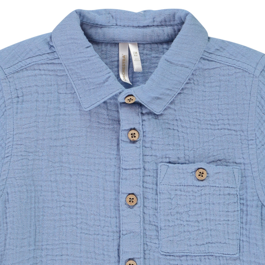 Chemise manches longues en tetra uni pour bébé garçon 