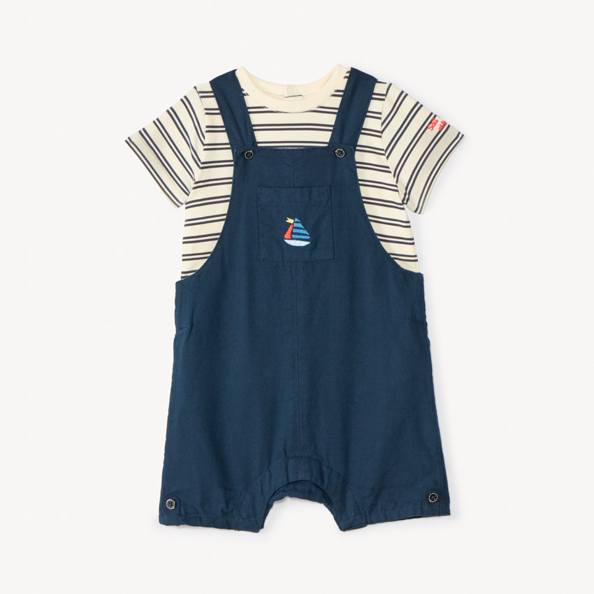 Ensemble salopette + t-shirt marinière pour bébé garçon
