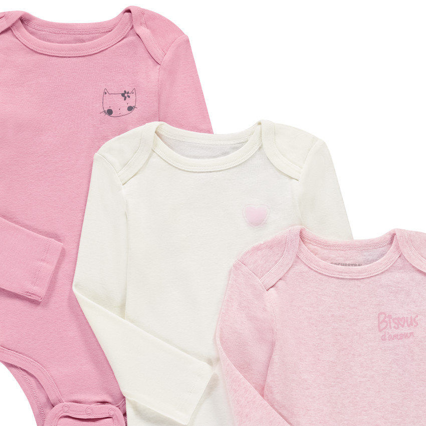 Lot de 5 bodies manches longues printés pour bébé fille 