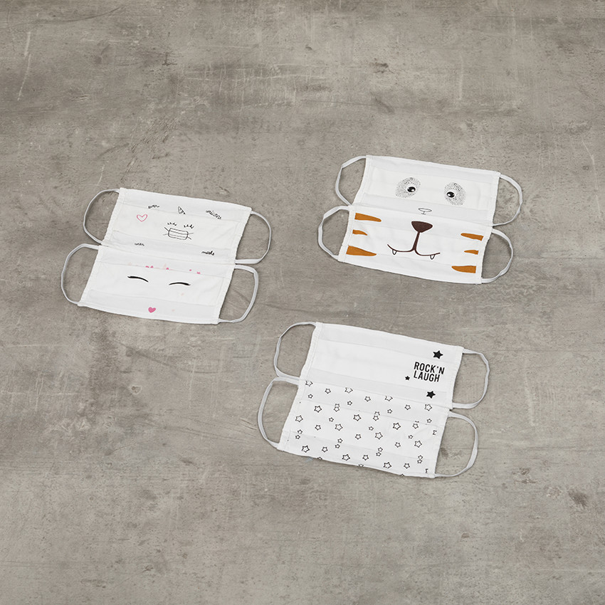 Lot de 2 Masques enfant AFNOR à motifs esprit rock 