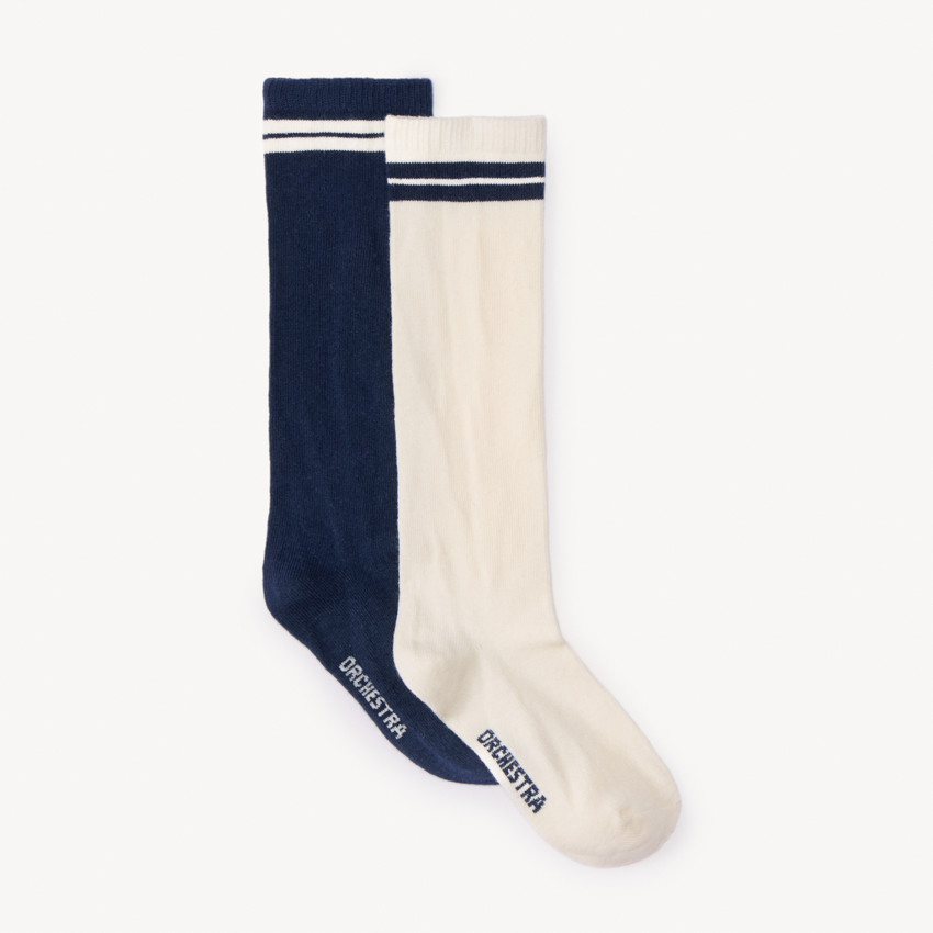 Lot de 2 paires de chaussettes hautes esprit collège pour fille 