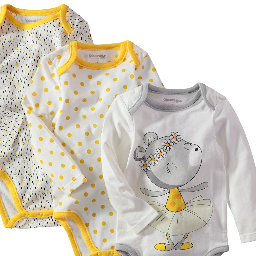 Lot de 7 bodies manches longues imprimés/unis print souris 