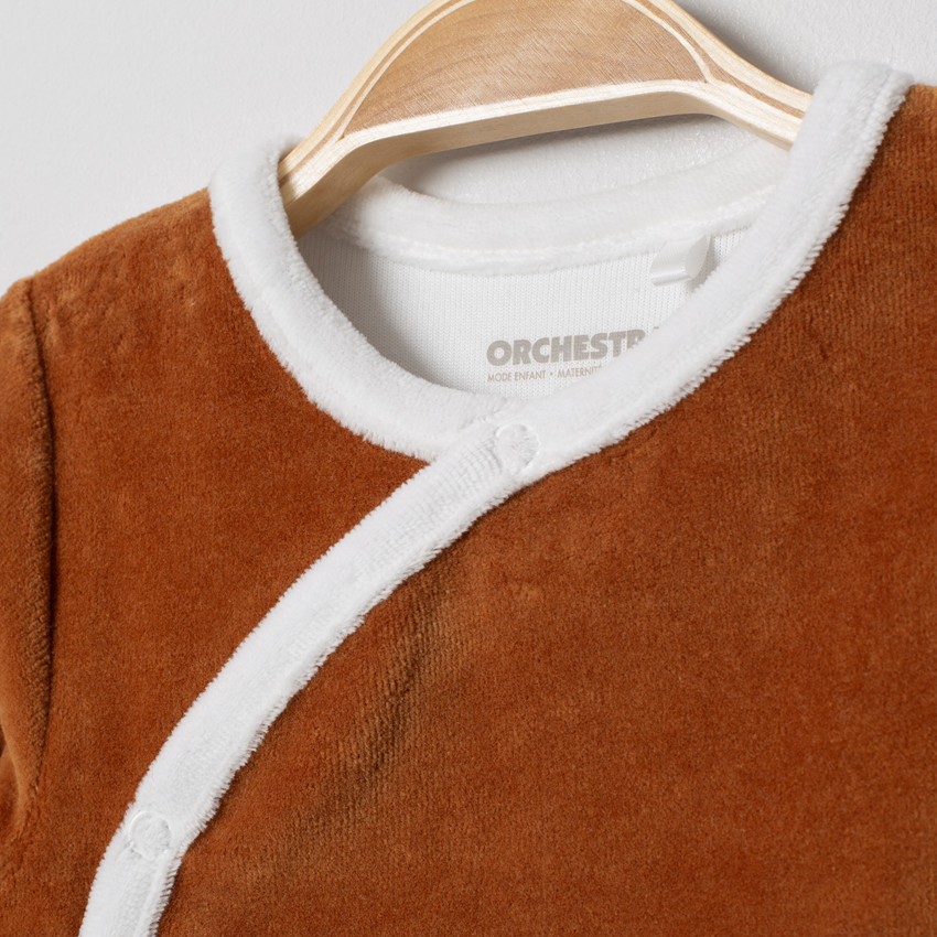 Dors-bien en velours bicolore motif ours 