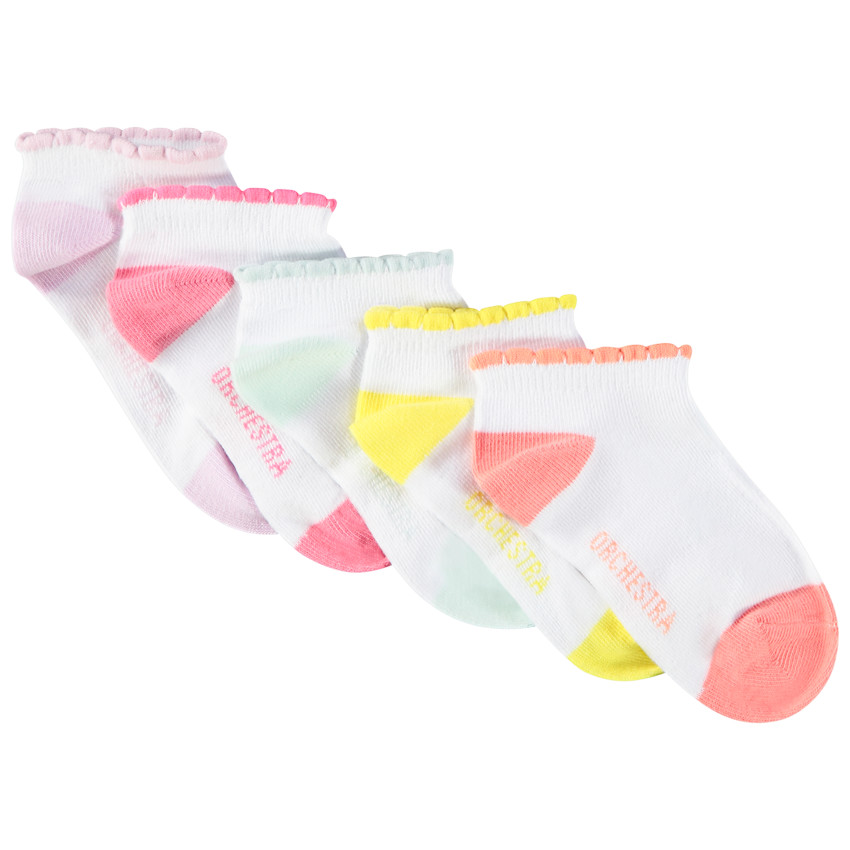 Lot de 5 paires de chaussettes courtes multicolores pour fille