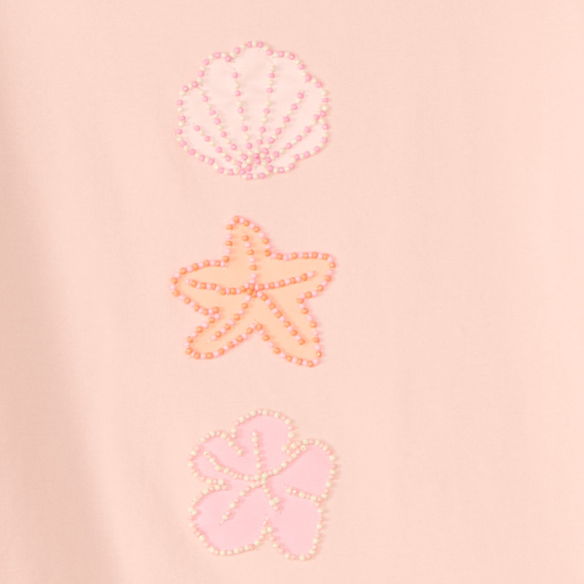 T-shirt manches courtes design fantaisie en perles pour fille 